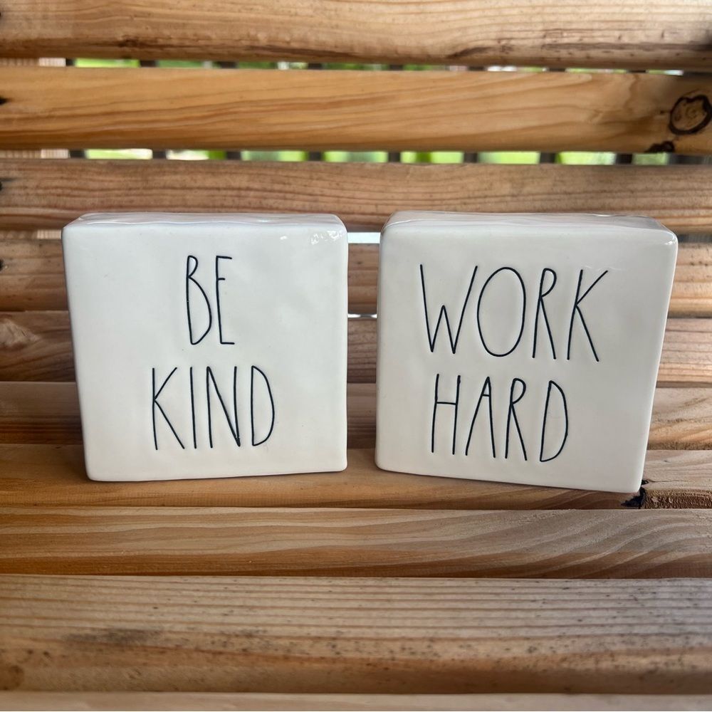 Rae Dunn by Magenta Ceramic Desk Sign Paperweight | Double-Sided Inspiration